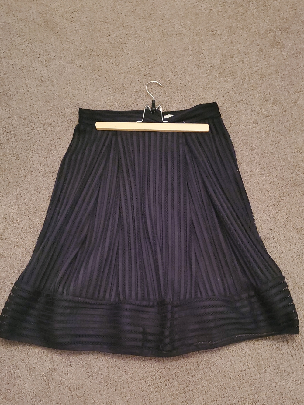 Faith and Joy Black Pleated A-Line Skirt with Sheer Hem